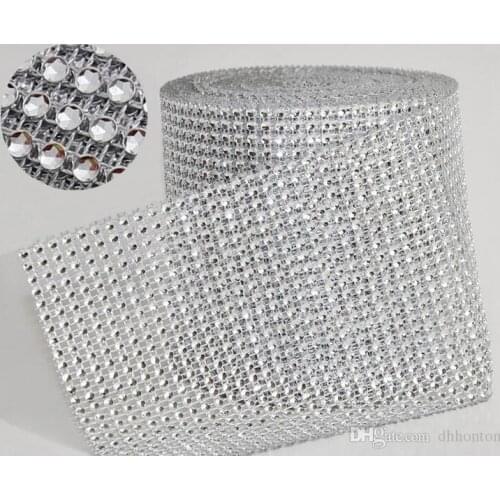 10yard/roll 4.75" 24 Rows manmade Diamond Mesh yards wrap Rhinestone Ribbon Crystal trim Wrap sparkle bling ribbon Wedding Decor