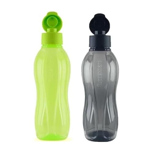2 pcs Drinkers Water Bottles Thermos kitchen cup container water Bottle 1 Lt Green and Black Tupperware