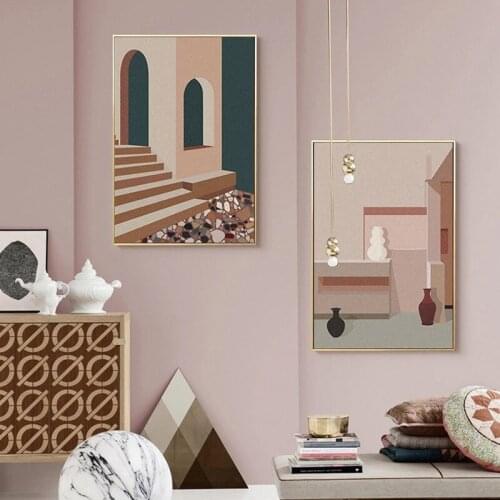 House Corridor Corner Abstract Canvas Painting Wall Pictures for Living Room and Bedroom Nordic Home Decoration Post