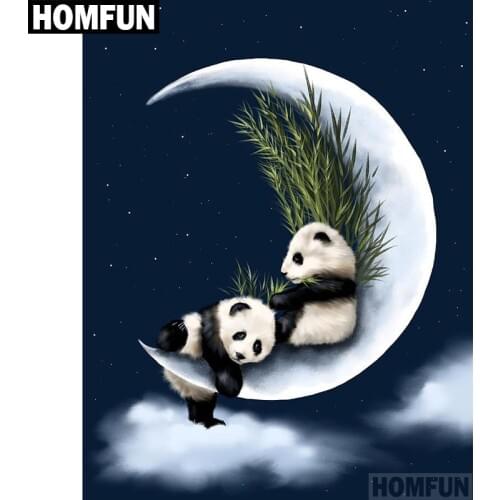 HOMFUN Full Square/Round Drill 5D DIY Diamond Painting "Moon panda" 3D Embroidery Cross Stitch 5D Home Decor A00738