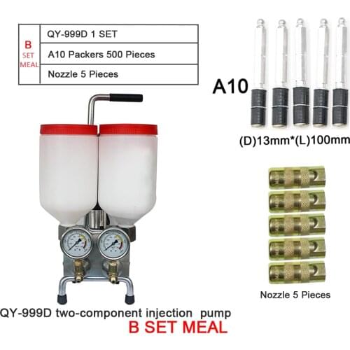 B SET MEAL Two component QY-999D polyurethane foam injection grouting pump machine with 500 pieces injection packers
