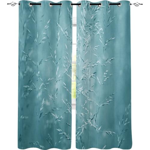 Turquoise Bright Plant Window Curtains Living Room Kitchen Curtains for Bedroom Left and Right Biparting Open Curtains