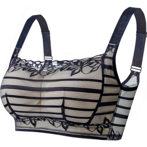 Full Coverage Bra Wire Free Adjustable Shoulder Strap Insertable Pad Breathable Bra Ajusen for Mastectomy Crossdresser