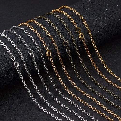 LOULEUR 10 strand/lot Stainless Steel Chains Necklace for Men Length 50cm Lobster Clasp Chain for Pendant Jewelry Making