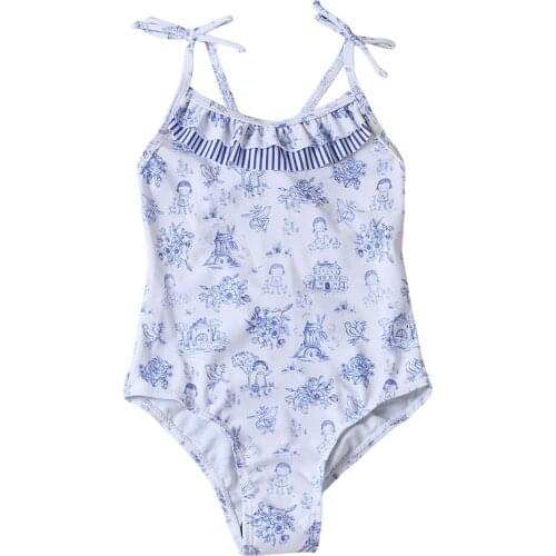Childrens Beach Holiday Swimsuit New Womens Adjustable Printed One-Piece Swimsuit Tz410045