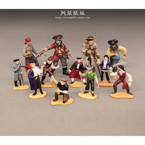 The Caribbean Pirates Anime Figures Miniature Ornaments Fighting stance Captain Crew Action Figure Figurines Decor Model Toys