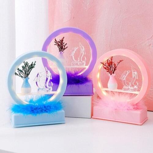 Lovely Night Light Lamp with Music Table Decor Valentine Day Gift Figurines Decoration