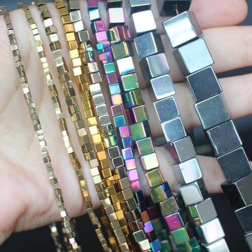 Natural Hematite Smooth Square 2-10mm Loose Beads ,For DIY Jewelry Making