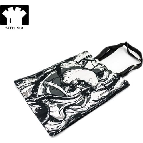 Steampunk Steelsir Canvas Shouder Bag Black Full Printing Casual Shopping Bag