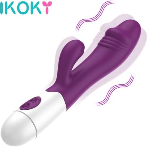 IKOKY Dildo Rabbit Vibrator Erotic 30 Frequency Dual Vibration Sex Toys For Women G-spot Masturbator Anal Vagina Massage