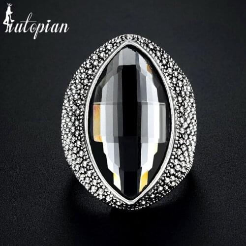 Iutopian 2017 New Arrival Vintage Rings with Elliptical Gray Stone for Wone Party jewelry Top Quality #R01532