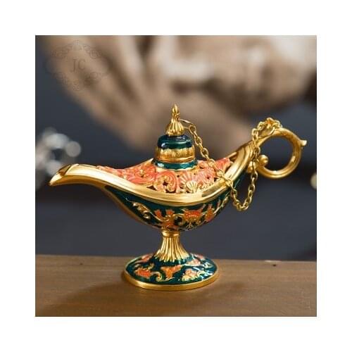 2PCS SET 12CM LONGER Genie Light OiL Lamp Pot Arab Big hollow Russian tea Pot Al-addin Pakistan lamp Decoration brass Silver