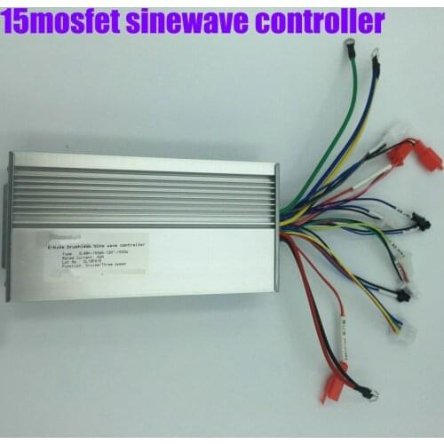 BLDC Sinewave Motor Controller Vector 48v60v72v1000w1200w1500w 15 Mosfet for Electric Bicycle Motorcycle Pedal Scooter Tricycle