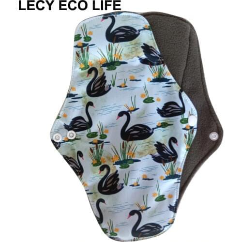 LECY ECO LIFE bamboo charcoal fleece inner cloth menstrual pads for regular flow, women reusable napkin pads Christmas gift