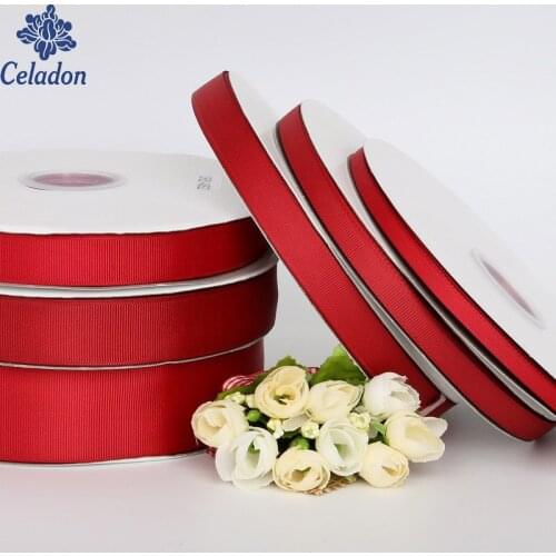 Burgundy Color 7/10/15/20/25/30MM 100 Yards Grosgrain Ribbon Wedding Decorative Ribbons Gift Wrap DIY Handmade Materials