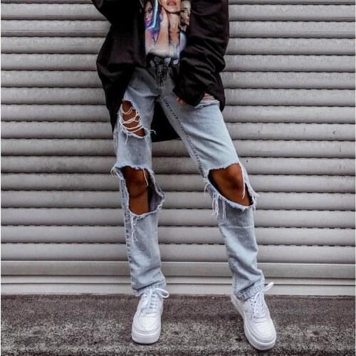 Y2K Baggy Jeans Streetwear Pants Boyfriend Jeans For Women Vintage Jeans Sale Ladies Ripped Denim Pants Ladies Slim Denim Pants