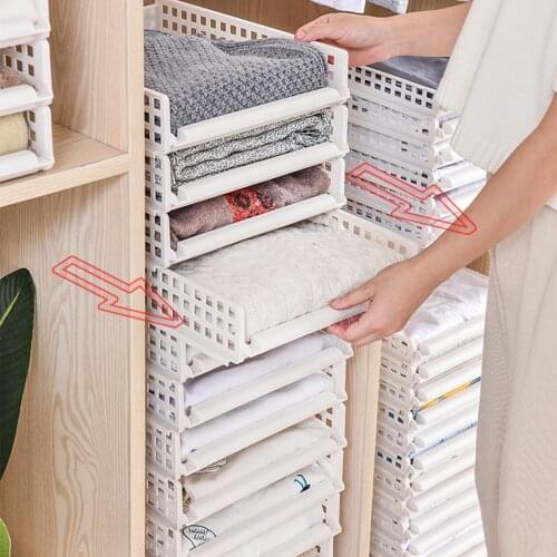 Detachable Shirt Stackable Lazy People Board Rack Drawer Clothing Organizer Storage Basket Household Multifunction Organizer
