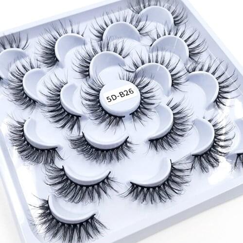 HBZGTLAD 10Pairs 3D Soft Mink False Eyelashes Handmade Wispy Fluffy Long Lashes Natural Eye Extension Makeup Kit Cilios