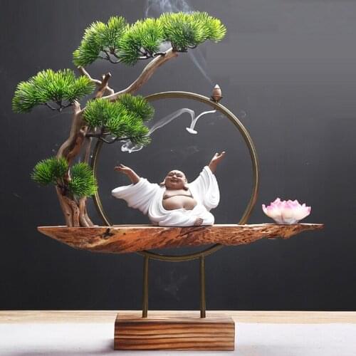 New Chinese style Zen garden Backflow censer Desktop furnishing articles Landscape plants home decoration accessories modern