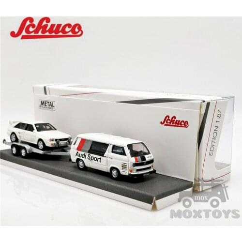 NEW Schuco 1:87 VW T3b Audi SPORT mit hanger With trailer Limited collection of die-cast metal car models