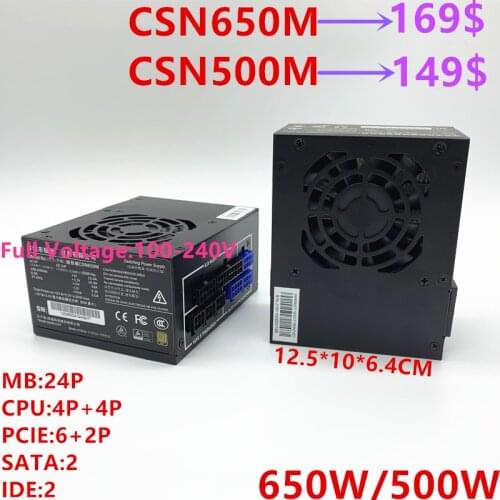 New PSU For Zhijidian Mini ITX SFX 650W/500W Power Supply CSN650M CSN500M
