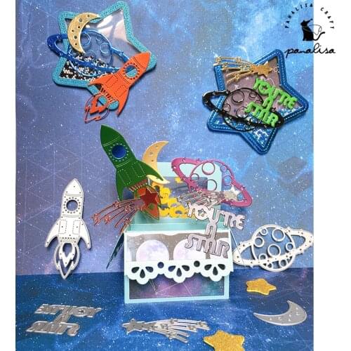 Panalisacraft cute universe rocket Metal Cutting Dies Stencils for DIY Scrapbooking/album Decorative Embossing DIY Paper Cards