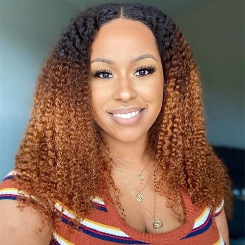 Highlight 13x1 Lace Front Wig Kinky Curly Human Hair Ombre 1b33 Colored 4x4 Lace Closure Wig Remy For Black Women Pre Plucked