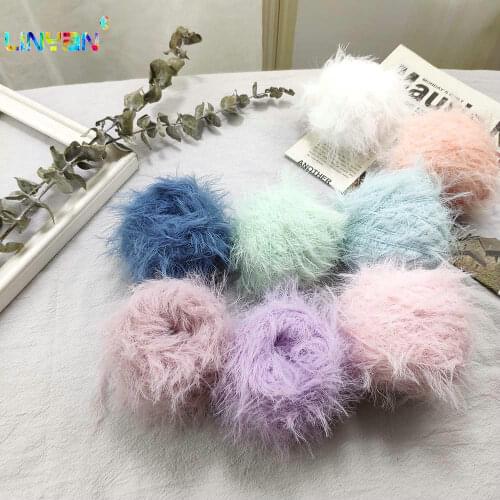 2 balls *50g Mahair Feather yarn for crochet hand for knitting feather thread Squirrel fur tippet scarf hand weaving to knit t52
