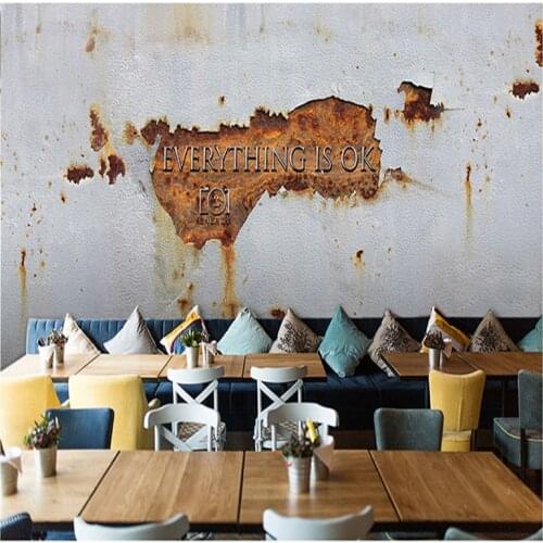 Drop Shipping photo Wallpaper Custom Industrial Style Wallpaper Retro Iron Cement Wall Bar Theme Hotel Barber Shop Mural