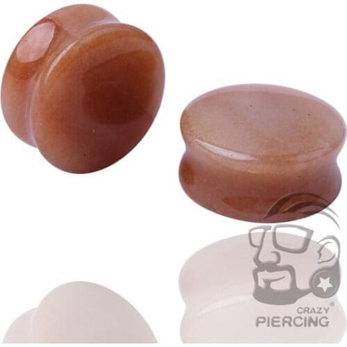 Piercings 1pair Ear chocolate stone Taper Gauge Ear Plug Expander Stretcher Flesh Tunnel Piercing 6-25mm choose