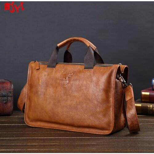 Genuine Leather Mens Handbag Leather Men Bag Casual Business Briefcase Shoulder Messenger Bag Computer Bag Fashion Trend Soft