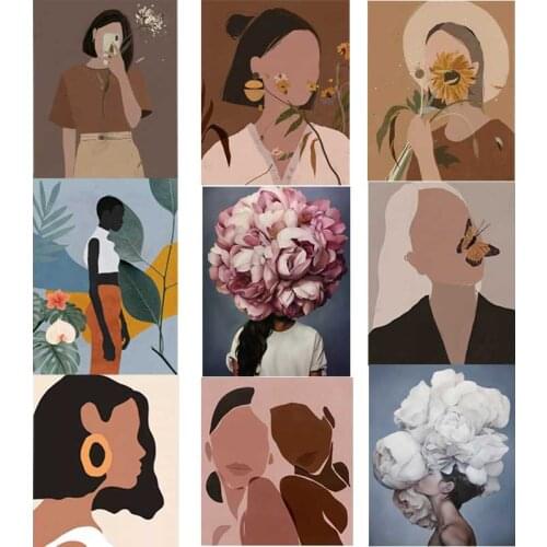 Iron-On Transfers For Clothes Flower And Maiden DIY Washable T-Shirts Thermoadhesive Patches Abstract Art Style Clothing Sticker