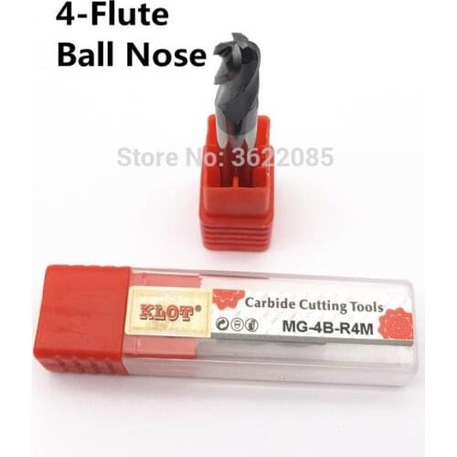 KLOT HRC55 ALTiN Coated Solid Carbide 4-Flute Ball Nose End Mill R2*50 R3*50 R4*60 R4*75mm