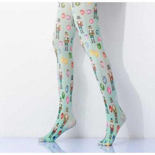 High Quality Womens Creative painting stockings interesting diamond gem patterned tights printed pantyhose