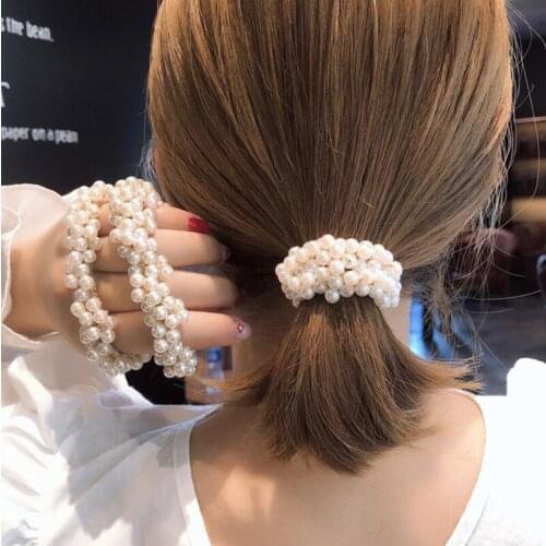 Korean Pearl Hairpin New Fashion Hairband Curly Braid Girl Ponytail Clip Rubber Band Hair Accessories 2021 Women Accessories