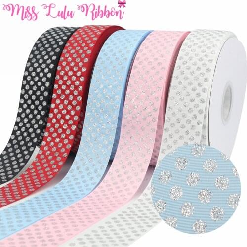 1-1/2"38mm 50 Yards Silver Small Dot Printing Ribbon Sewing Supplies DIY Bow Material Handmade Decoration Accessories