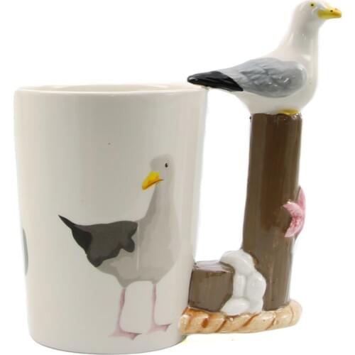 1Piece Adorable Seabirds Mug Seaside Otagiti 3D Seagull Shape Ceramic Coffee Mug Animal Cup Office Drinkware