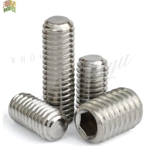 10/50pcs M2 M2.5 M3 M4 M5 DIN913 304 stainless steel Allen Head Hex Hexagon Socket Flat Point Set Screw End Grub Headless Bolt