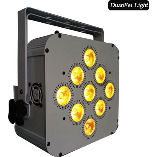 10pcs/lot Wedding flat par led rgbwa uv 9x18w battery powered dmx uplighting app control led battery par