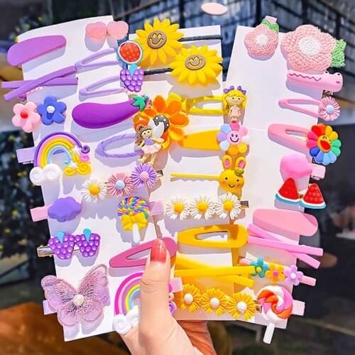 12pc/10pc/8pc Hair Accessories Cute Cartoon Floral Hairpins Sweet Headband Hair Ornament Barrettes Headwear Baby Girls Hair Clip