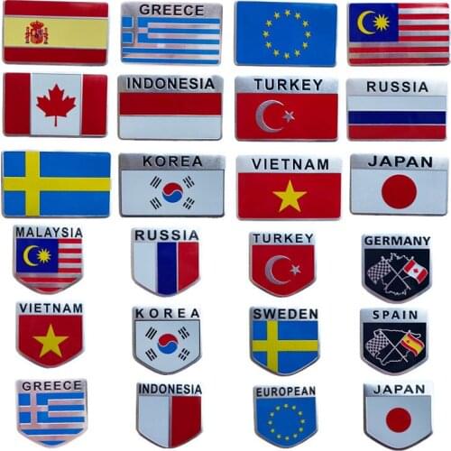 1X 3D Alloy Epoxy Germany Belgium Poland Russia France Sweden Spain Flag Emblem Decal Auto Fuel tank cap Trunks Windows Sticker