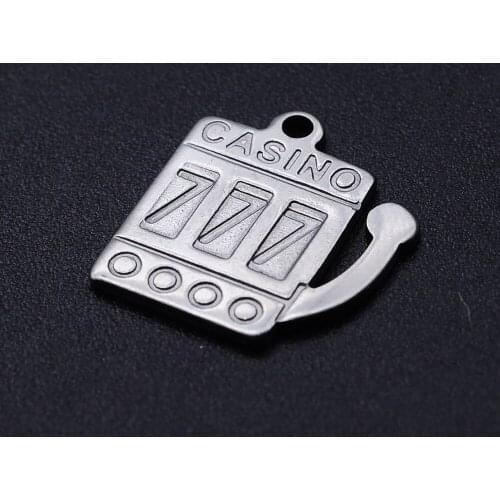 5pcs/lot 100% Stainless Steel Casino 777 DIY Charm Pendant Wholesale Accept OEM Order Necklace Pendants Jewelry Making Charms