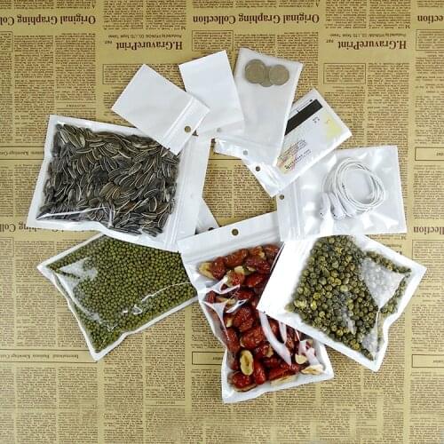 8 Size White/Clear Self Seal Zipper Plastic Retail Packaging Pack Poly Bag Ziplock Zip Lock Storage Bag Package With Hang Hole