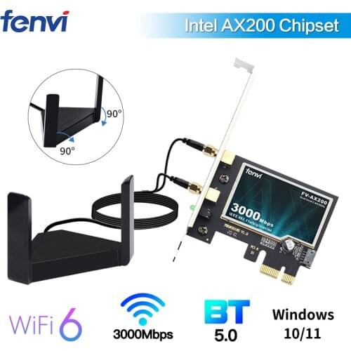 2974Mbps PCIe Wifi6 Adapter Intel AX200 Wifi Card Wireless Bluetooth 5.1 Dual Band 2.4G/5Ghz 802.11ax/ac External Magnet Antenna