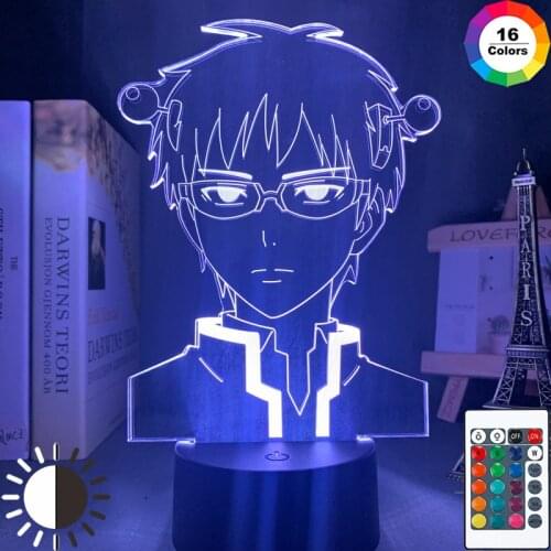 Anime Figure Neon Lamp The Disastrous Life of Saiki K Led 3D Night Lights for Bedroom Decoration Accessories Kids Birthday Gift