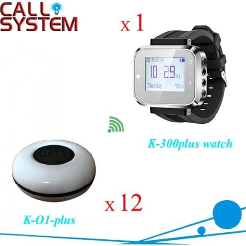 Remote wireless paging system for restaurant table bell 12pcs W 1 wrist pager for bar/pub/casino equipment