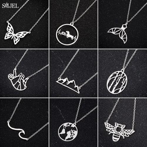 Bohemian Ocean Wave Charm Necklace Chihuahua Dachshunds Pet Dog Footprints Paw Necklaces Ecg Jewelry For Women