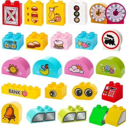 Big Building Blocks Accessories Compatible Large Bricks Animal and Food Motifs Children 1*2 Dots MOC DIY Plastic Educational Toy