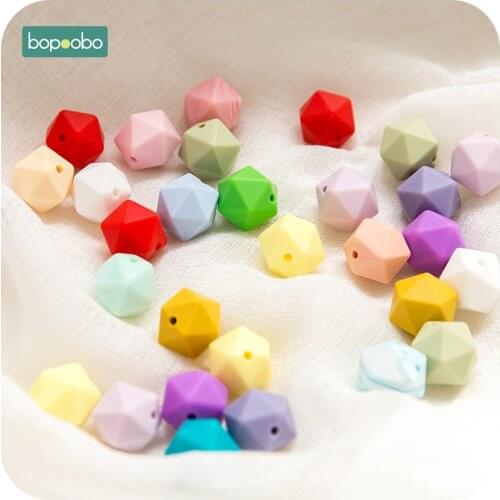 Bopoobo 20pcs Silicone Beads Hexagon 14mm Baby Teether Food Grade BPA Free Infant Teething Diy Pendant Bracelet Baby Products