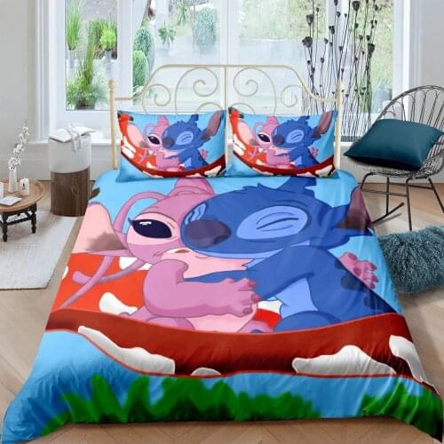 Disney 3D Printed Stiller Cute Cartoon Pattern Bedding Duvet Quilt Cover Pillowcase Children Boys Bedroom Set Home Textile